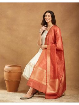 Fabindia - Rust Cotton Silk Woven Dupatta