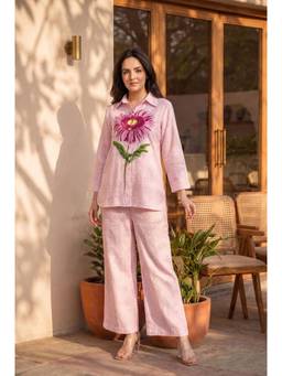 WOOMN - Pink Floral Printed Cotton Co-Ord Set