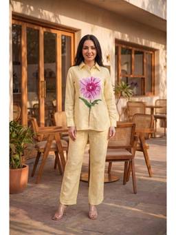 WOOMN - Yellow Floral Printed Cotton Co-Ord Set