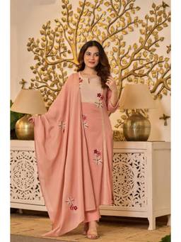 WOOMN - Peach Embroidered Kurta with Pant and Dupatta