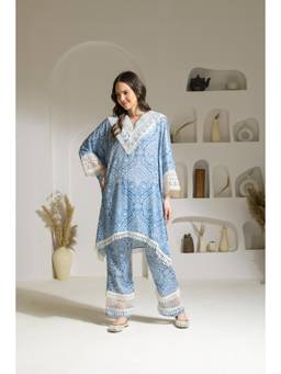 Ridhi Kapoor Label - Blue Maira Printed Viscose Crepe Co-Ord Set