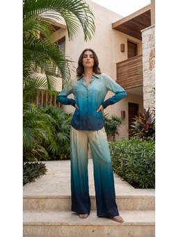 WOOMN - Multi-Colour Ocean Drift Modal Satin Co-Ord Set