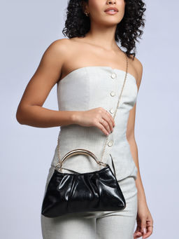 RSVP by Nykaa Fashion - Black Metal Top Handle Clutch For Women