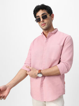 Urbano Fashion - Mens Pink Cotton Full Sleeve Regular Fit Solid Casual Shirt
