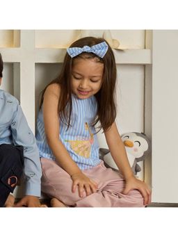 THE BABY TRUNK - Blue/White Giraffe Top And Bow Headband