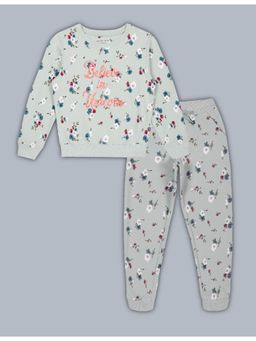 PLUM TREE - Boys Round Neck Pullover Sweatshirt And Printed Jogger - Green