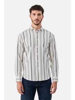 Snitch - White Stripes Full Sleeves Slim Casual Shirt for Men