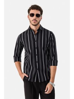 Snitch - Black Stripes Full Sleeves Slim Casual Shirt for Men