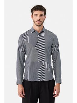 Snitch - Black Stripes Full Sleeves Slim Semi Casual Shirt for Men