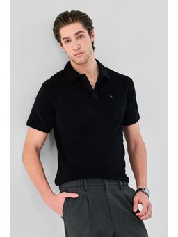 Snitch - Black Solid Regular Casual Polo T-shirt for Men