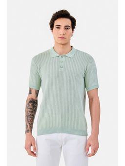 Snitch - Mint Textured Regular Casual Polo T-shirt for Men