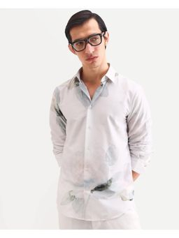 Rare Rabbit - Mens Tess Off White Cotton Fabric Floral Print Shirt
