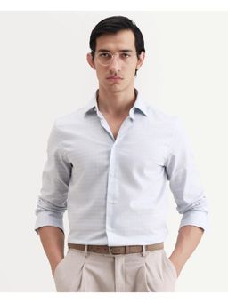 Rare Rabbit - Mens Tixo Light Blue Cotton Fabric Regular Fit Checked Shirt