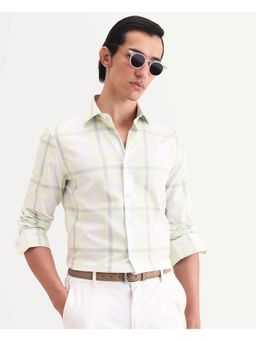 Rare Rabbit - Mens Taki Fluorescent Green Cotton Fabric Checked Shirt