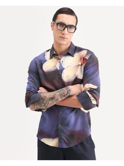 Rare Rabbit - Mens Jemp 2 Purple Viscose Fabric Floral Print Shirt