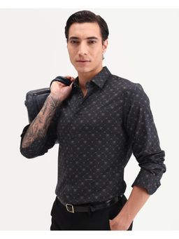 Rare Rabbit - Mens Rems Black Cotton Fabric Floral Print Shirt