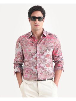 Rare Rabbit - Mens Otiso Dusky Pink Viscose Fabric Paisley Shirt