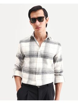 Rare Rabbit - Mens Mojelle Off White Cotton Blend Fabric Checked Shirt