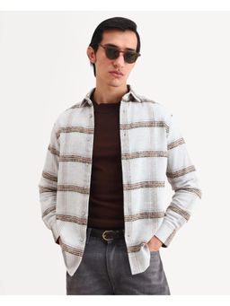 Rare Rabbit - Mens Balo Light Grey Cotton Blend Fabric Plain Shirt