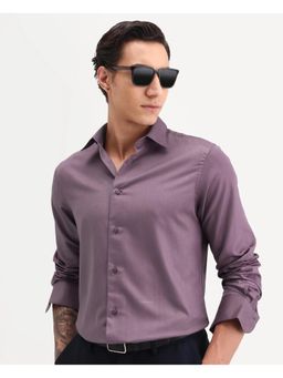 Rare Rabbit - Mens Vansh Dark Purple Polyester Blend Fabric Regular Fit Plain Shirt