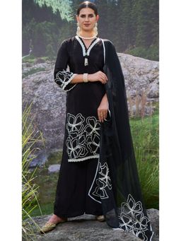 Autumnlane - Varidhi Black Embroidered Kurta with Palazzo & Dupatta (Set of 3)
