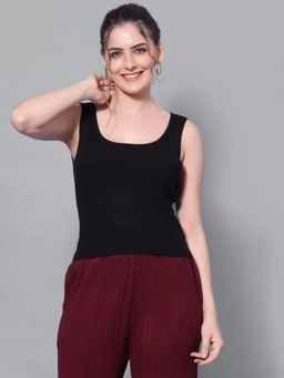 Mafadeny - Women Black Ribbed Top