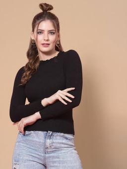 Mafadeny - Women Black Solid Pullover