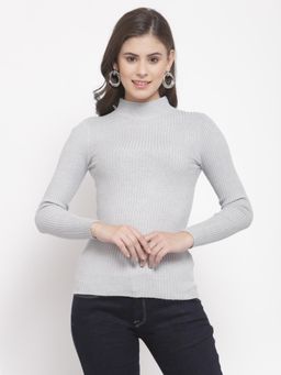 Mafadeny - Women Grey Solid Pullover Top