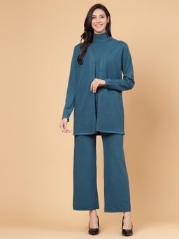 Mafadeny - Women Teal Blue Co-Ord (Set of 3)