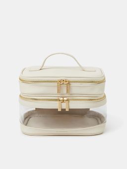 Accessorize London - Womens Cream Large Clear Vanity Case