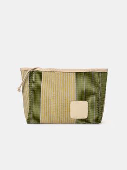 Accessorize London - Womens Green Jasmin Stripe Make Up Pouch
