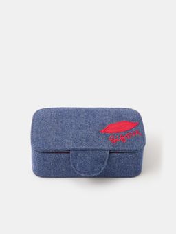 Accessorize London - Womens Blue Small Paris Denim Jewellery Box