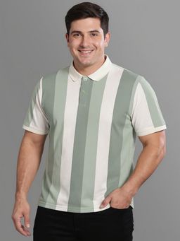BULLMER - Men Multi-Color Cotton Blend Stripes Regular Fit Polo T-Shirt