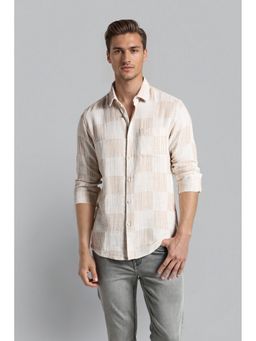 Crocodile - Men Beige Pure Cotton Checks Comfortable Fit Casual Shirt