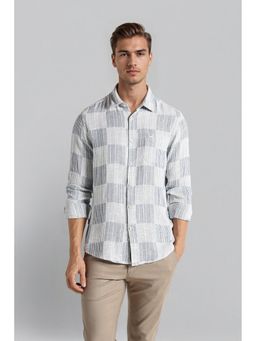 Crocodile - Men Blue Pure Cotton Checks Comfortable Fit Casual Shirt