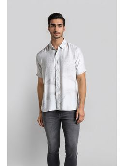 Crocodile - Men Grey Viscose Blend Printed Relaxed Fit Casual Shirt