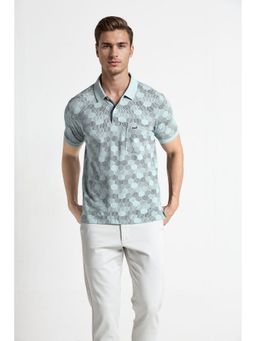 Crocodile - Men Blue Cotton Printed Slim Fit Polo T-Shirt