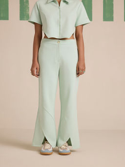 Muvazo - Green Spruce Slit Pant