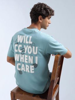 Flying Machine - Men Blue Typography Printed Relaxed Fit T-shirt