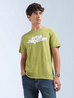 Flying Machine - Men Green Typography Printed Cotton T-shirt