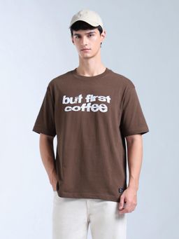 Flying Machine - Men Brown Typography Printed Essentials T-shirt