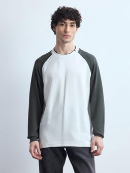 Flying Machine - Men White Colorblock Relaxed Fit T-shirt