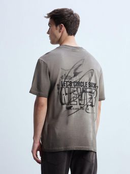 Flying Machine - Men Grey Typography Relaxed Fit T-shirt
