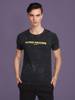 Flying Machine - Men Black Vintage Washed T-shirt