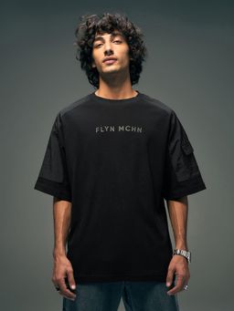 Flying Machine - Men Black Solid Oversized T-shirt