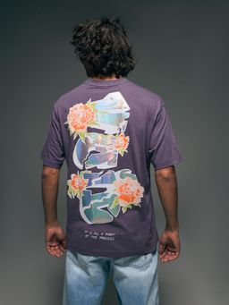 Flying Machine - Men Purple Floral Graphic Printed Cotton T-shirt