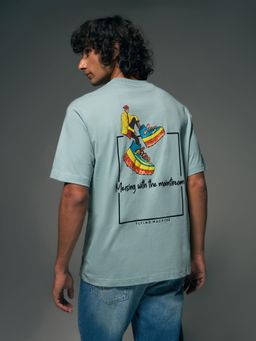 Flying Machine - Men Blue Street Vibe Graphic Printed Relaxed Fit T-shirt