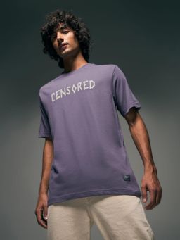 Flying Machine - Men Purple Typography Printed Relaxed Fit T-shirt