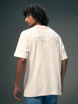 Flying Machine - Men Off White Typography Relaxed Fit T-shirt