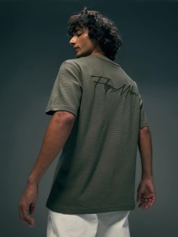 Flying Machine - Men Olive Typography Relaxed Fit T-shirt